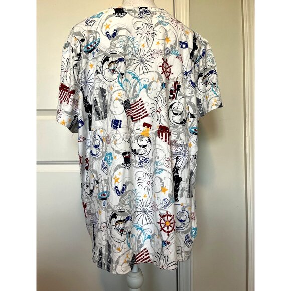 Liz & Me T-Shirt With Patriotic Print Women's Size 2X (22/24) America USA RW&B - Picture 2 of 6